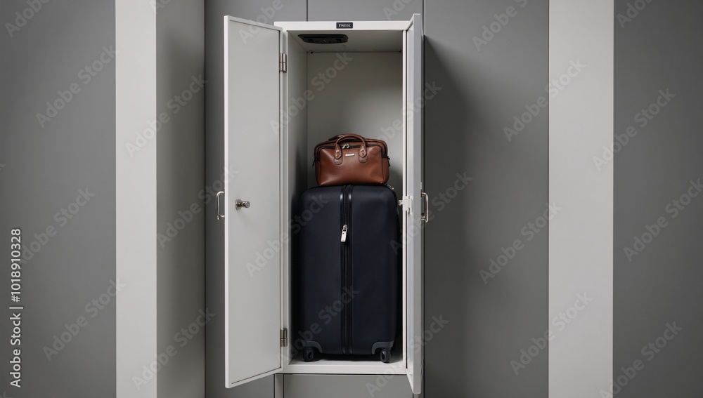 A travel locker displaying an organized suitcase for added safety
