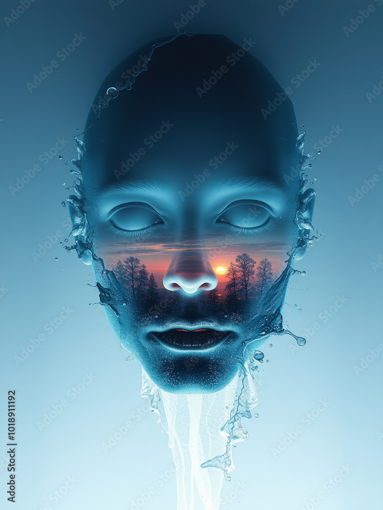 face against forest background double exposure face against forest background double exposure