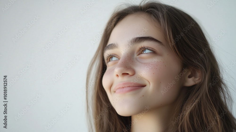 portrait of young woman looking away on isolated background Generative AI portrait of young woman looking away on isolated background Generative AI