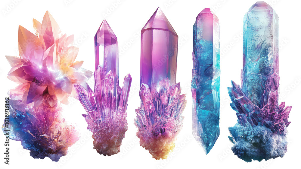 Futuristic Collection of Crystals in Abstract Caverns Generative AI Futuristic Collection of Crystals in Abstract Caverns Generative AI