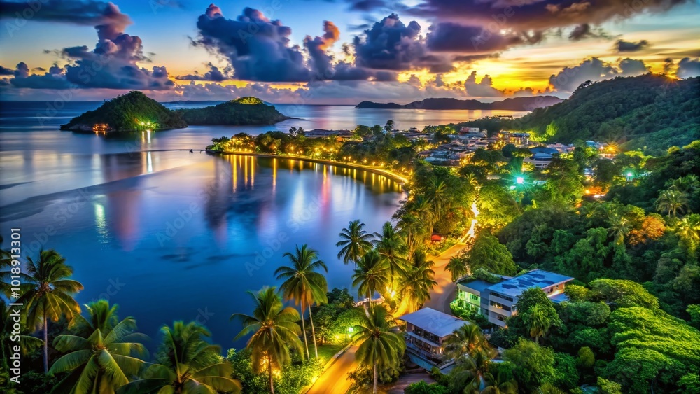 Majestic View of the Capital City of Micronesia with Lush Greenery and Beautiful Coastal Scenery Majestic View of the Capital City of Micronesia with Lush Greenery and Beautiful Coastal Scenery