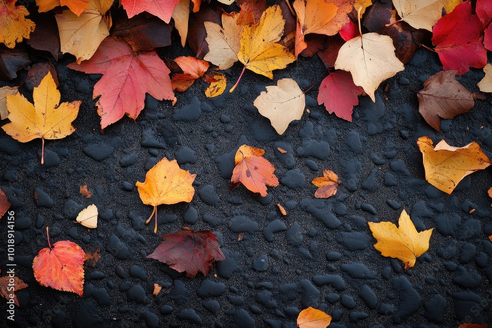 Colorful autumn leaves scattered on the ground Colorful autumn leaves scattered on the ground