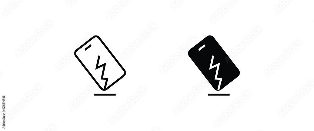 smartphone falls Broken screen falling. Phone crash broken Screen line and flat icons set, editable stroke isolated on white, linear vector outline illustration, symbol logo design style smartphone falls Broken screen falling. Phone crash broken Screen line and flat icons set, editable stroke isolated on white, linear vector outline illustration, symbol logo design style