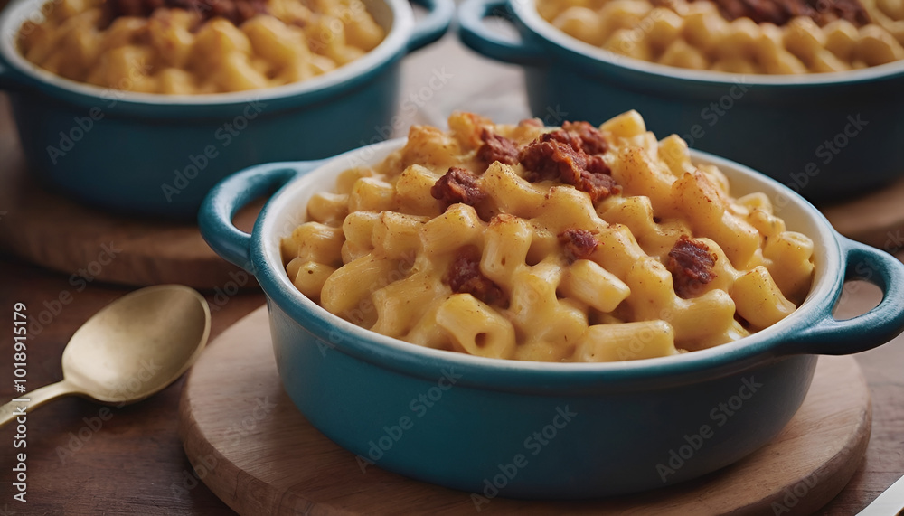 chorizo mac n cheese in a dish chorizo mac n cheese in a dish
