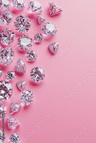 Sparkling Diamonds on Pink Background