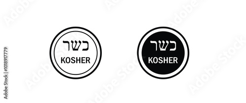 Kosher food product icon. Natural Jewish food Natural line and flat icons set, editable stroke isolated on white, linear vector outline illustration, symbol logo design style