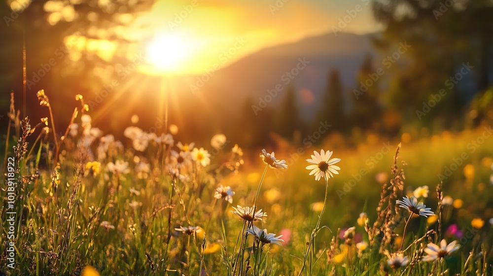 Naklejka premium field of daisies