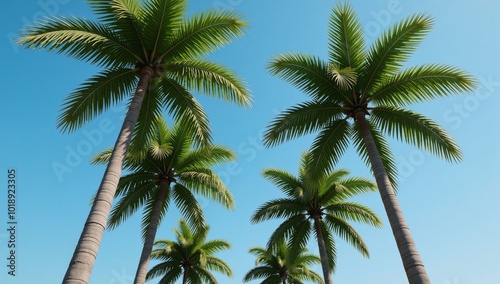 Wallpaper Mural 3D-rendered image with palm trees as foreground subject against a backdrop landscape Torontodigital.ca