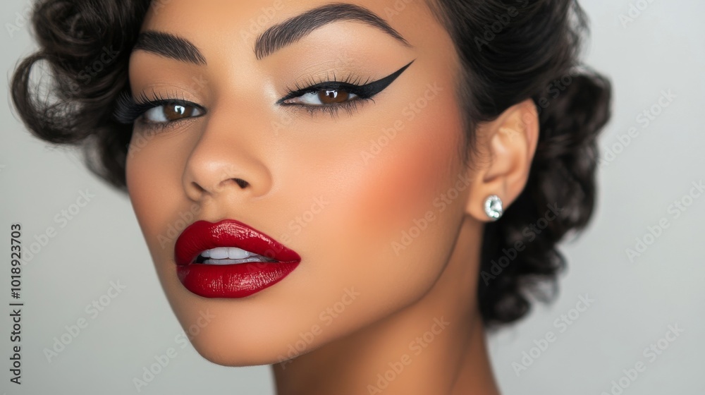 Elegant Beauty Portrait with Bold Red Lips Elegant Beauty Portrait with Bold Red Lips