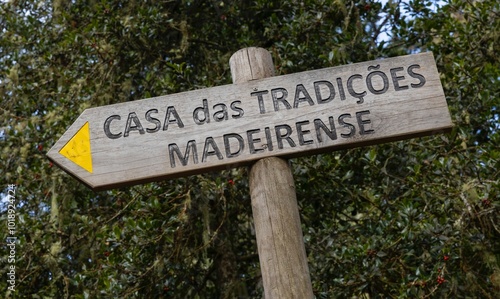 Sign traditional house frm Madeira. Levada, madeira, mos, parque das queimadas, pico das piedras, pico ruivo, portugal photo