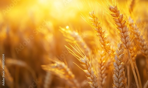 Ripe wheat on stalks at harvest time