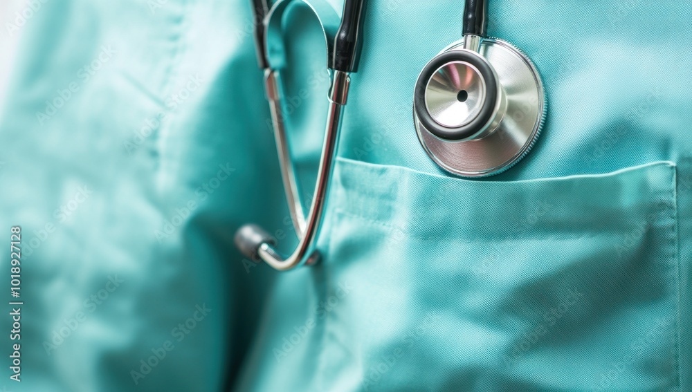 Close-up of a Stethoscope on a Medical Uniform Close-up of a Stethoscope on a Medical Uniform