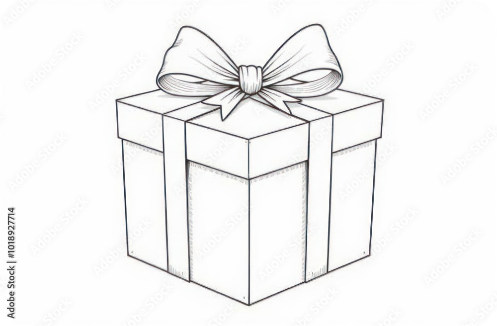 Obraz premium black linear sketch of a gift ribbon bow isolated on a white background