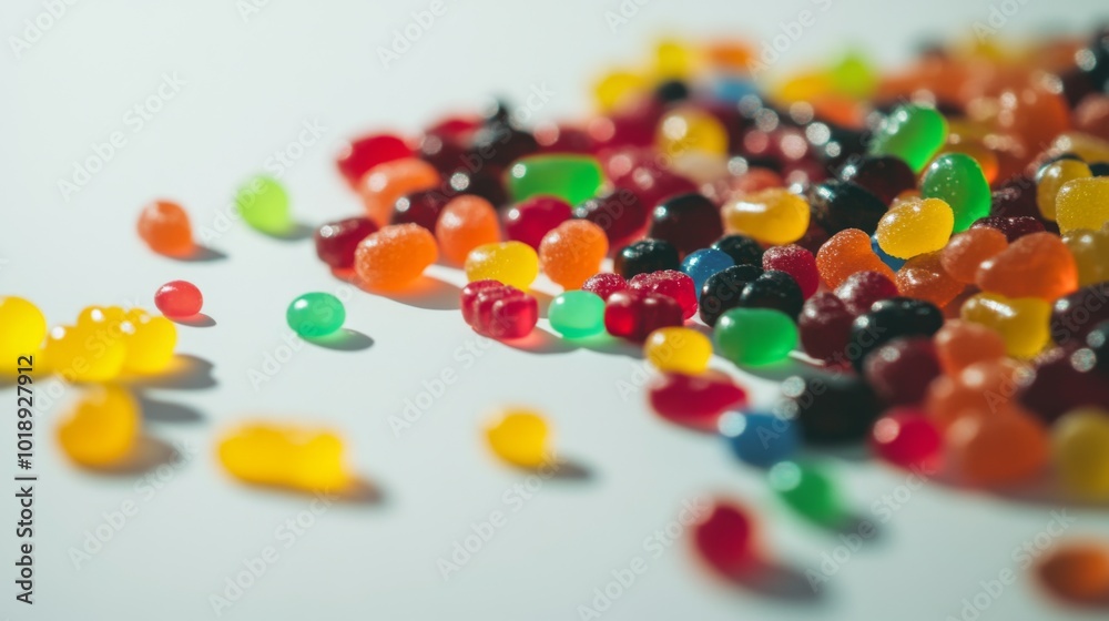 Colorful Candy Jellybeans on a Light Surface Colorful Candy Jellybeans on a Light Surface