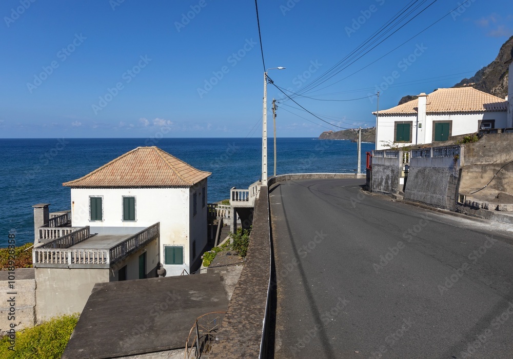 Coast of Ponta Delgada. Coast road and house. madeira Portugal. Coast of Ponta Delgada. Coast road and house. madeira Portugal.