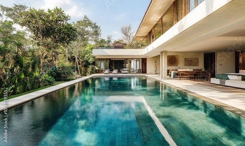 Tranquil Paradise: Stylish Living Space and Breathtaking Pool