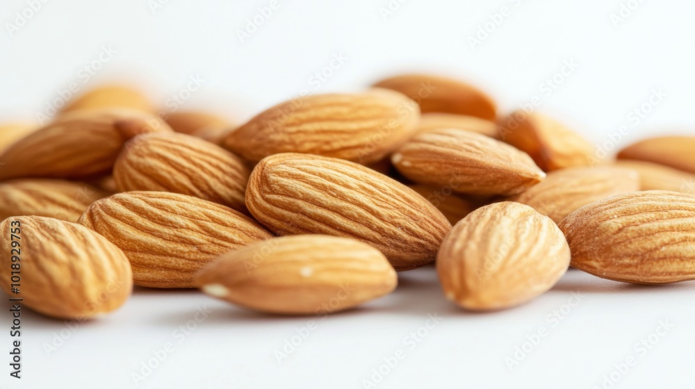 Natural Almonds on White Background Natural Almonds on White Background