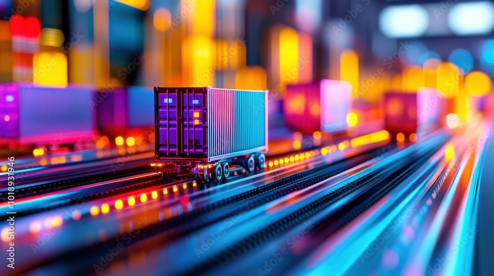 Vibrant Double Exposure of Shipping Containers at Night Vibrant Double Exposure of Shipping Containers at Night