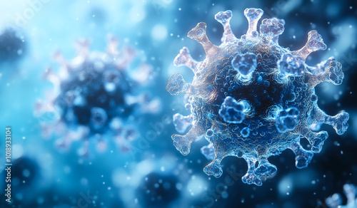 Structuring a coronavirus particle. This depiction details a coronavirus particle with its spiky surface and unique characteristics under close examination.