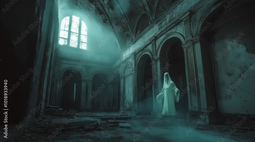 Ghost in Abandoned Castle Hall