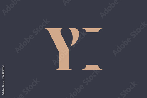 Abstract letter YE logo. This logo icon incorporate with abstract shape in the creative way. Minimalist abstract letter logo.