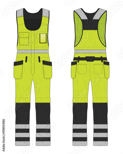 Overall hi vis workwear mockup