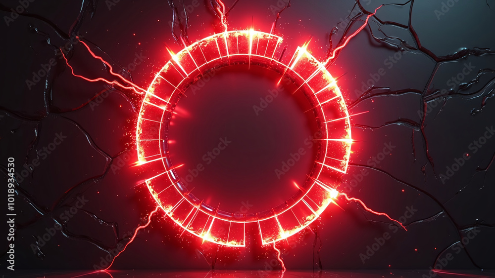 Obraz premium Glowing Red Plasma Circle on Dark Textured Background