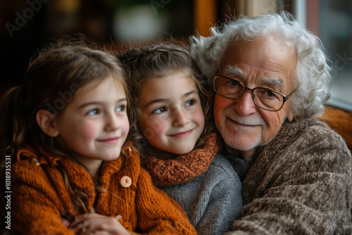 A heartwarming family gathering showcasing cherished moments and laughter in a cozy living room during autumn