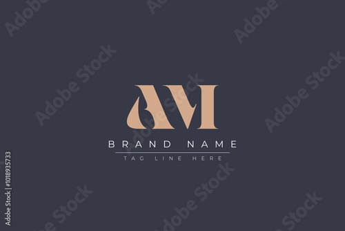 Abstract letter AM logo. This logo icon incorporate with abstract shape in the creative way. Minimalist abstract letter logo.