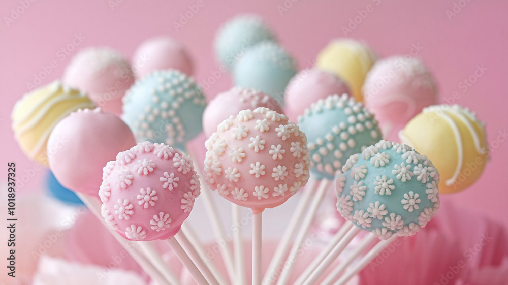 Pastel Cake Pops with White Sprinkles Sweet Treat Party Favors Dessert Pastel Cake Pops with White Sprinkles Sweet Treat Party Favors Dessert