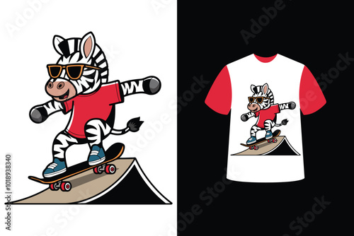 animal skateboard T-shirt design, sicker vector illustration 