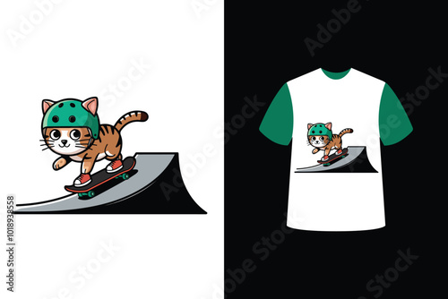 animal skateboard T-shirt design, sicker vector illustration 