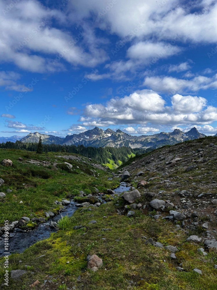 Vast Green Valley and Majestic Mountains Vast Green Valley and Majestic Mountains