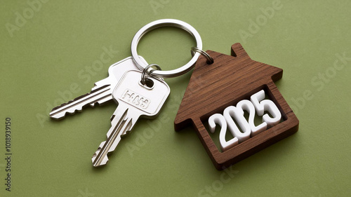 House Keys Keychain with 2025 Home Ownership Concept
