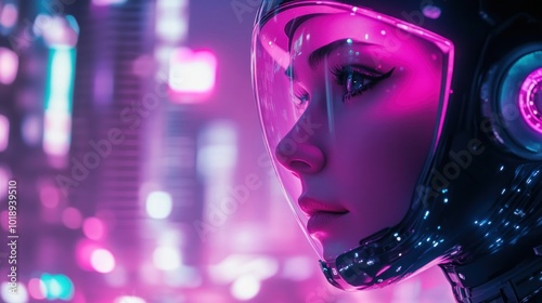 Cyberpunk Woman in Neon City