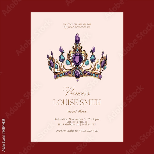 Princess Crown Fairytale Party Invitation