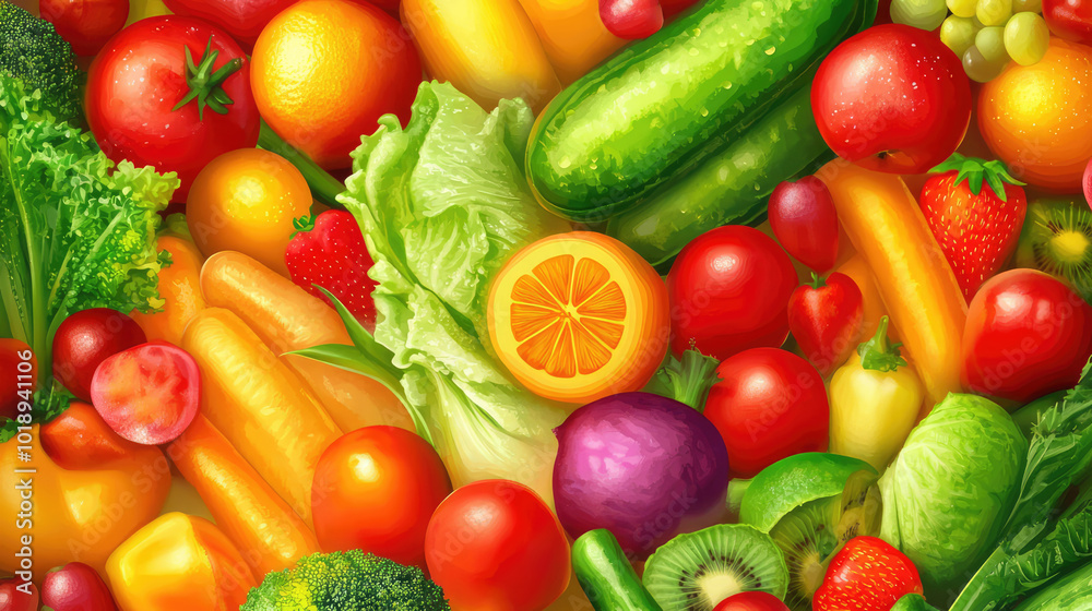 An array of colorful fruits and vegetables, including oranges, strawberries, and broccoli, offers a vibrant and fresh portrayal of healthy food choices. An array of colorful fruits and vegetables, including oranges, strawberries, and broccoli, offers a vibrant and fresh portrayal of healthy food choices.