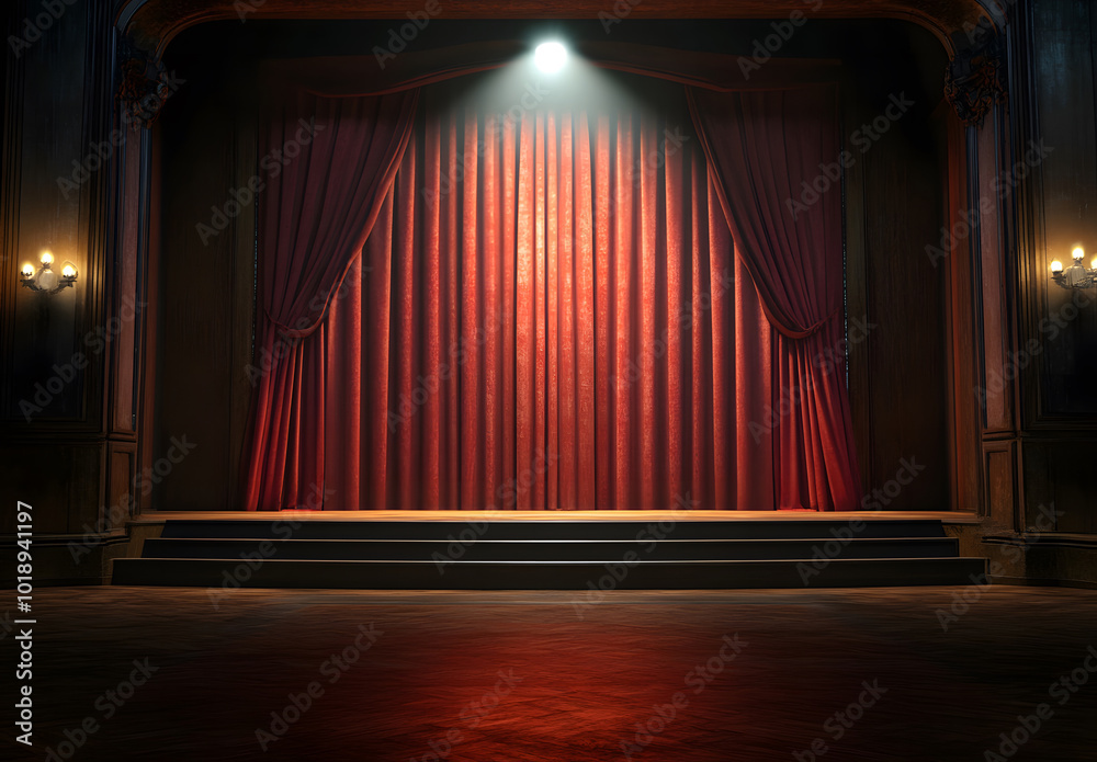 Fototapeta premium Black stage with empty curtains design