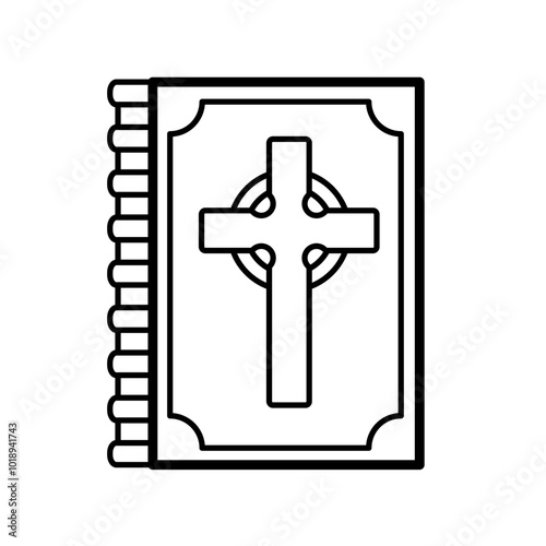 holy  bible with golden cross - vector  icon