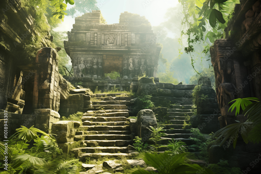 Obraz premium Ruins of old abandoned stone temple