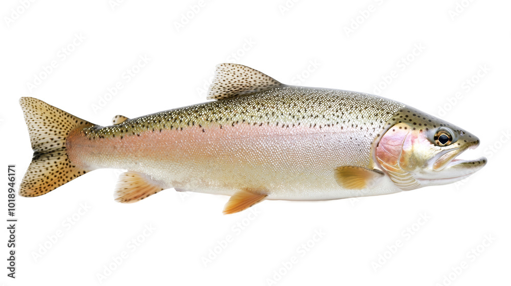 A fish with a rainbow colored tail and a white belly A fish with a rainbow colored tail and a white belly