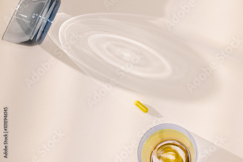 Overhead View of Yellow Vitamin C Pill