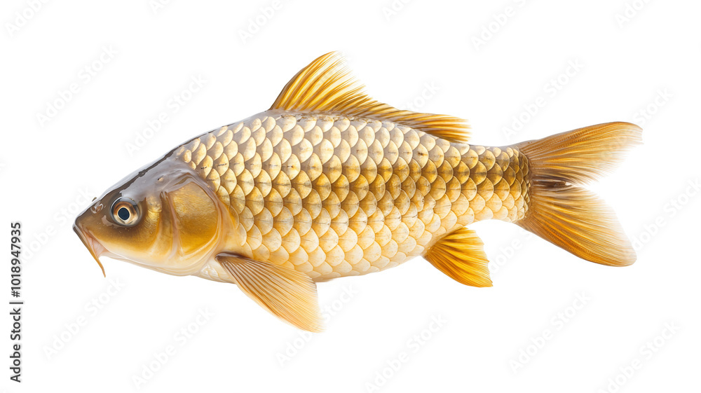 A fish with a black mouth and a yellow body A fish with a black mouth and a yellow body