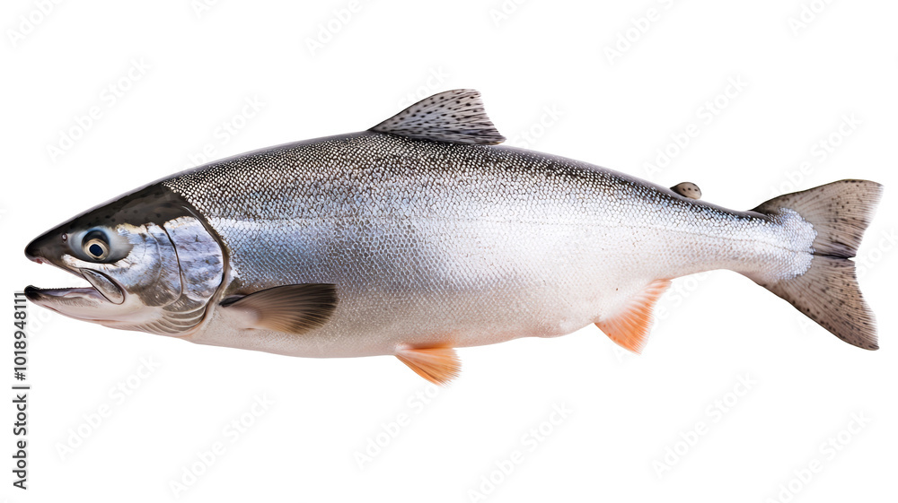 A large fish with a black head and white body