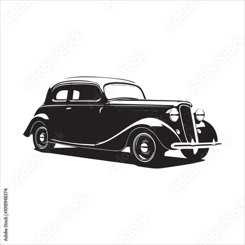 american carIllustration of a vintage car vector art. Black lines  sticker on white Background, car, auto, automobile, vehicle, transport, sports, transportation, luxury, sport, speed, toy, classic, 
