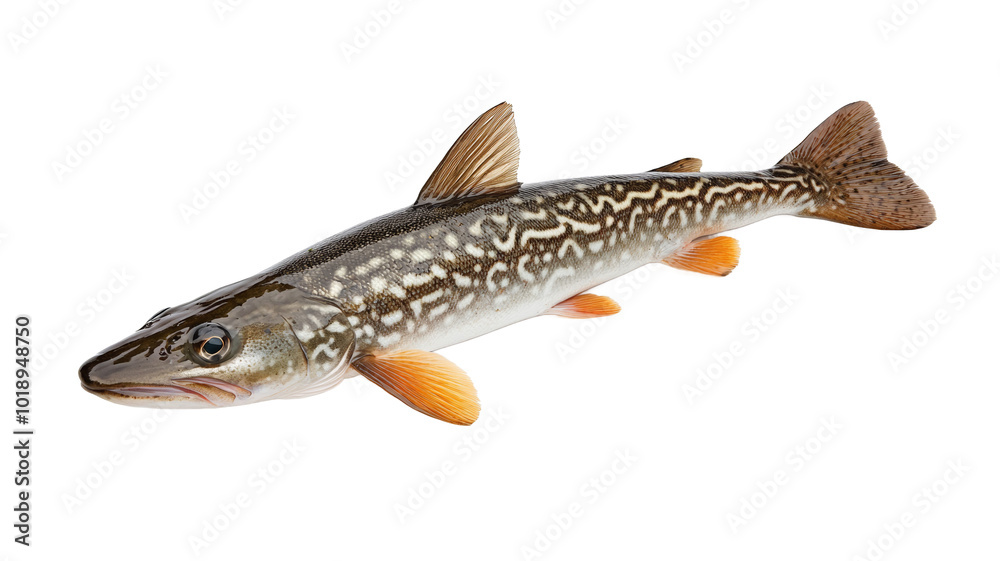 A fish with a white belly and orange fins A fish with a white belly and orange fins