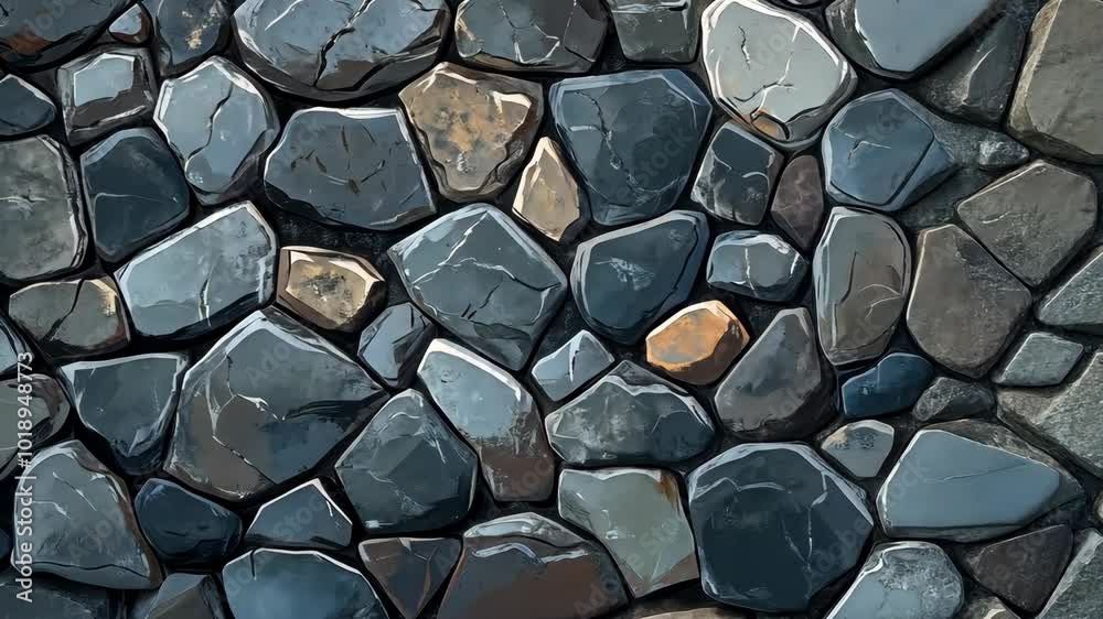 A close-up view of a stone wall made from various gray and brown rocks A close-up view of a stone wall made from various gray and brown rocks
