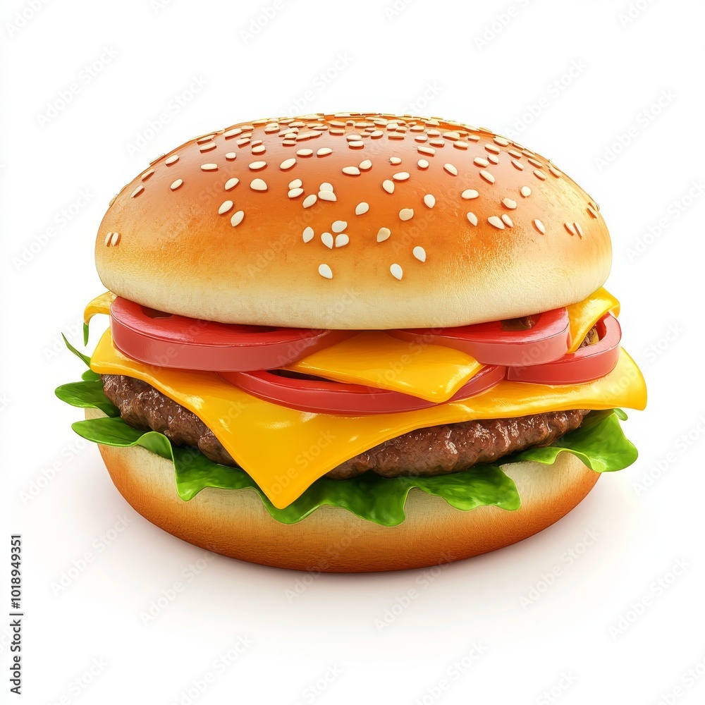 Cartoon cheeseburger icon on white background Cartoon cheeseburger icon on white background