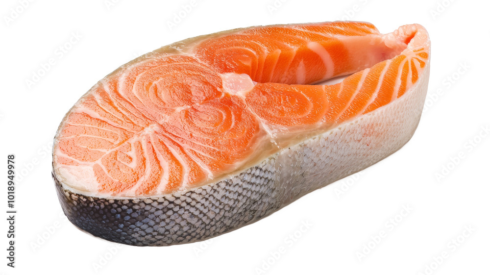 A piece of salmon with a white background A piece of salmon with a white background