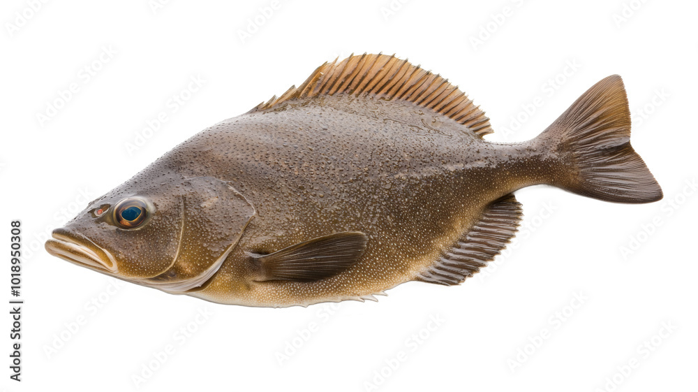 A fish is shown in a white background